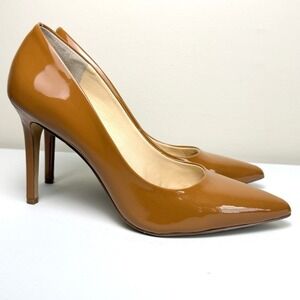Vince Camuto Women's Savilla Leather 7M Caramel Patent 4" heel Dress Pumps Shoes